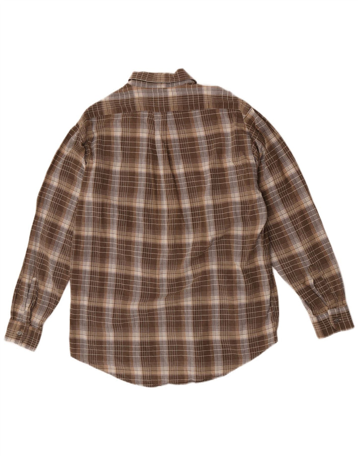 Trussardi herre flannelskjorte XL brun ternet bomuld