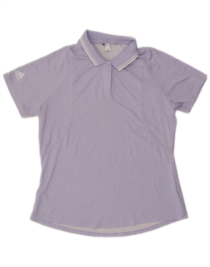 ADIDAS Dame Polo Shirt UK 14 Large Purple Polyester