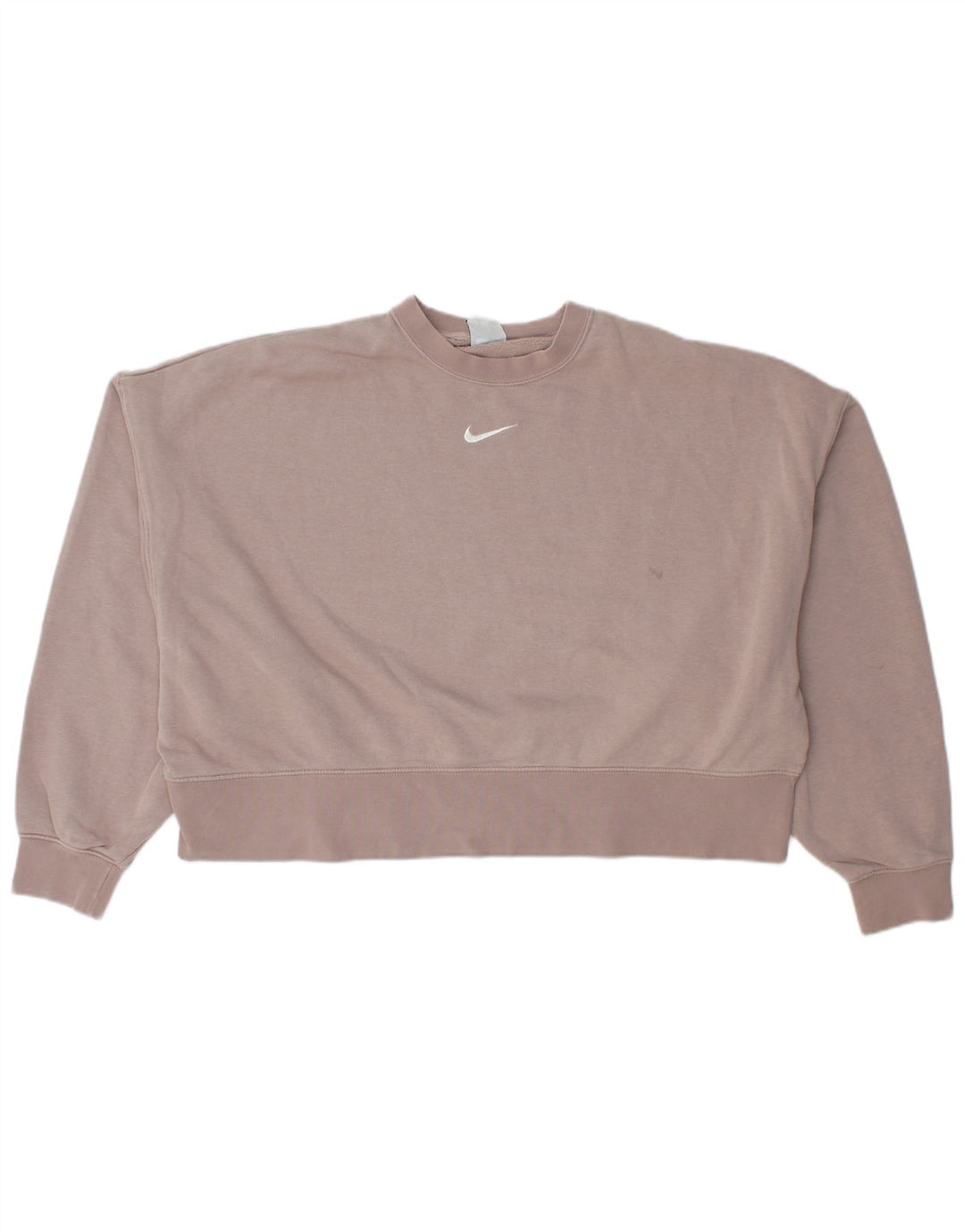 Nike Womens Crop Oversized Sweatshirt Jumper UK 14 Medium Pink Bomuld