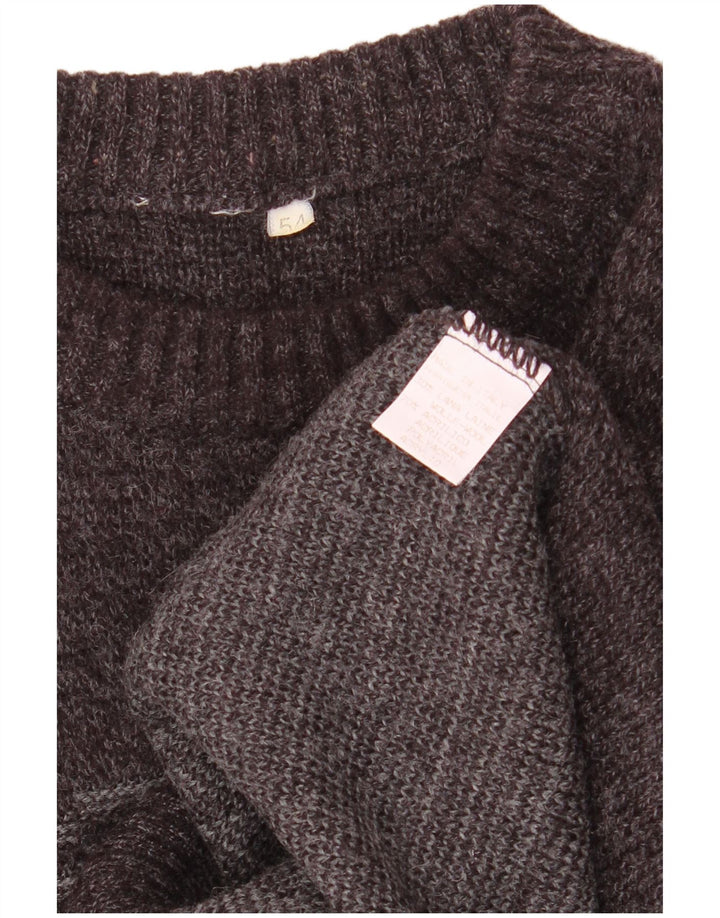 VINTAGE Herre Crew Neck sweater IT 54 XL Grå Fair Isle Wool