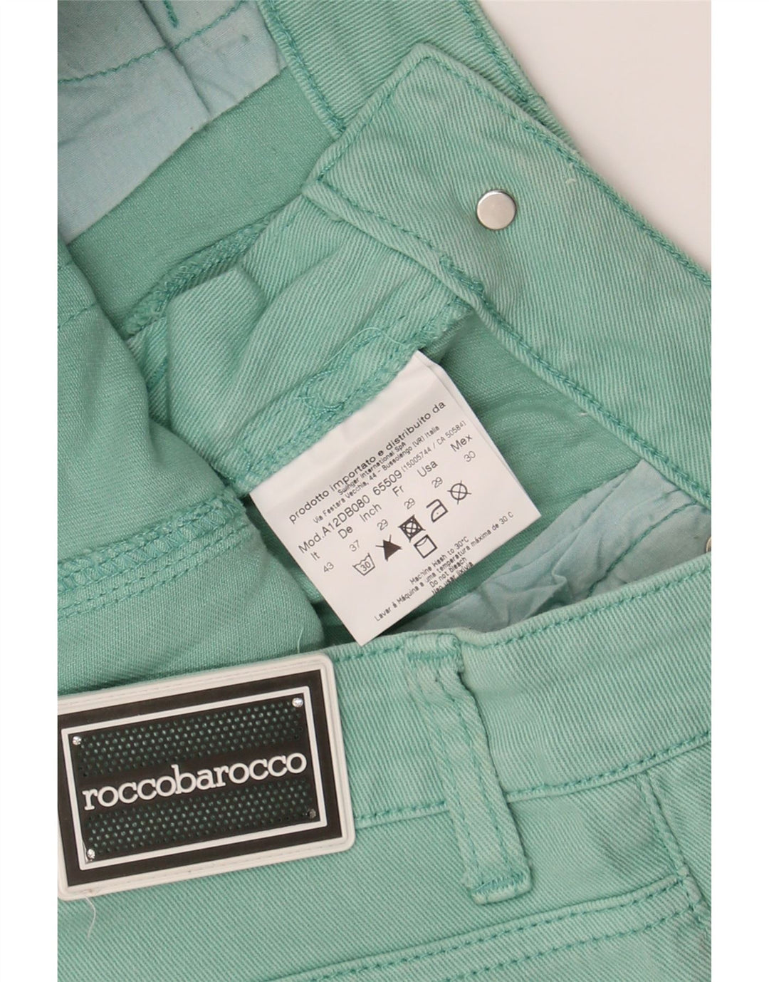 ROCCOBAROCCO Womens Distressed Slim Jeans W29 L32 Green Cotton Vintage Roccobarocco and Second-Hand Roccobarocco from Messina Hembry 