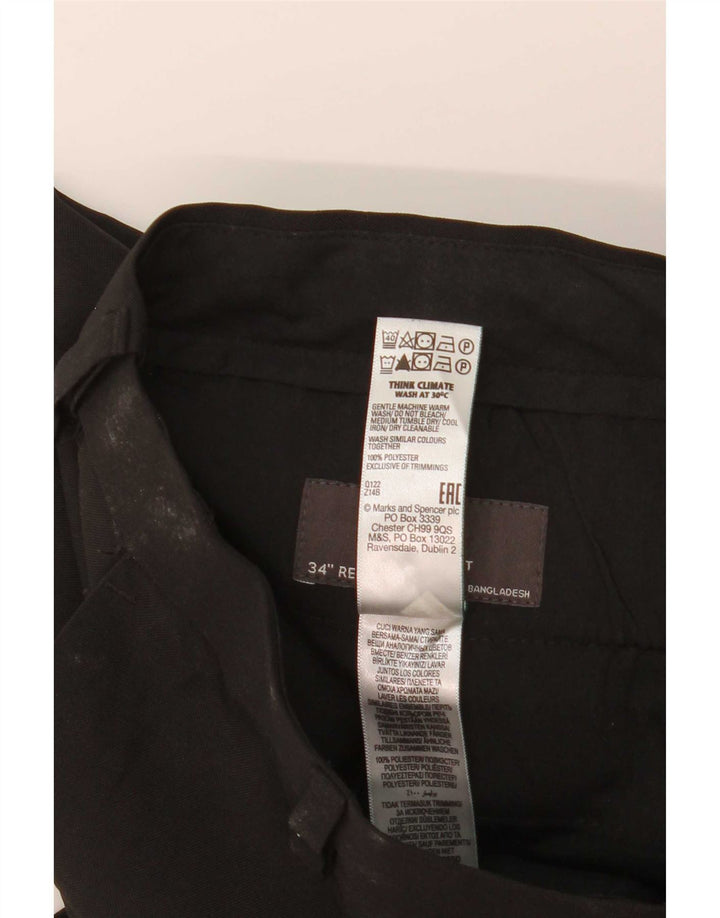 Marks & Spencer Herre Lige Regular Fit Chinobukser W34 L31 Sort