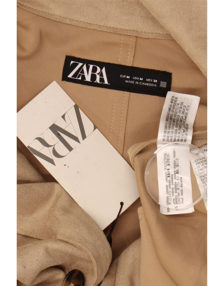 Zara Trench Coat til kvinder UK 14 Medium Beige Polyester