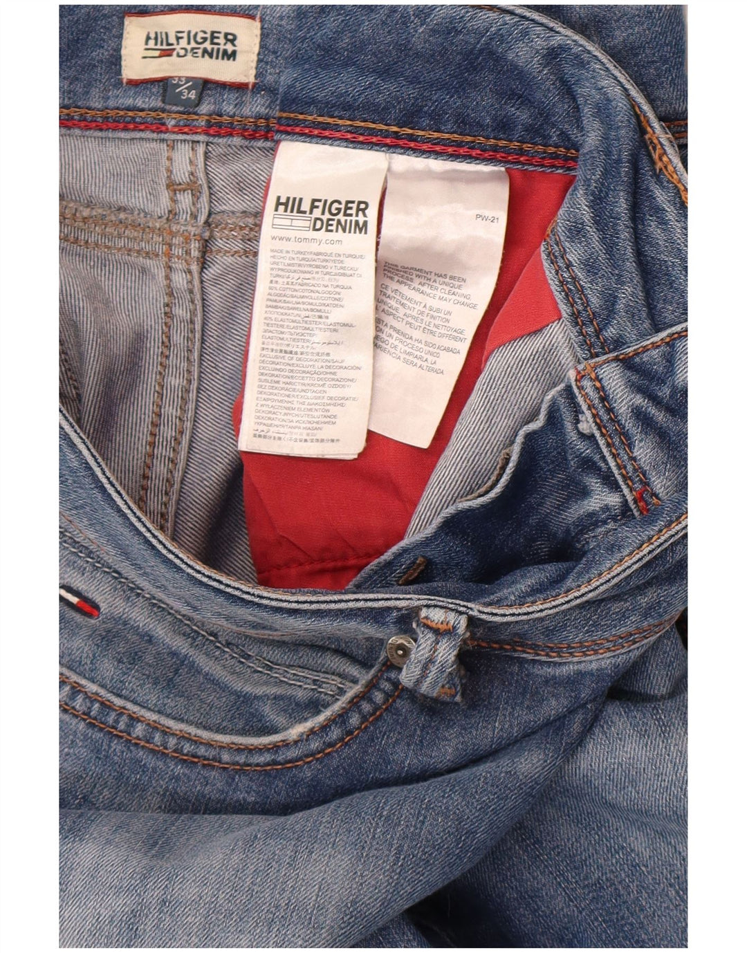 Tommy Hilfiger Dame Straight Jeans W33 L28 Blå Bomuld