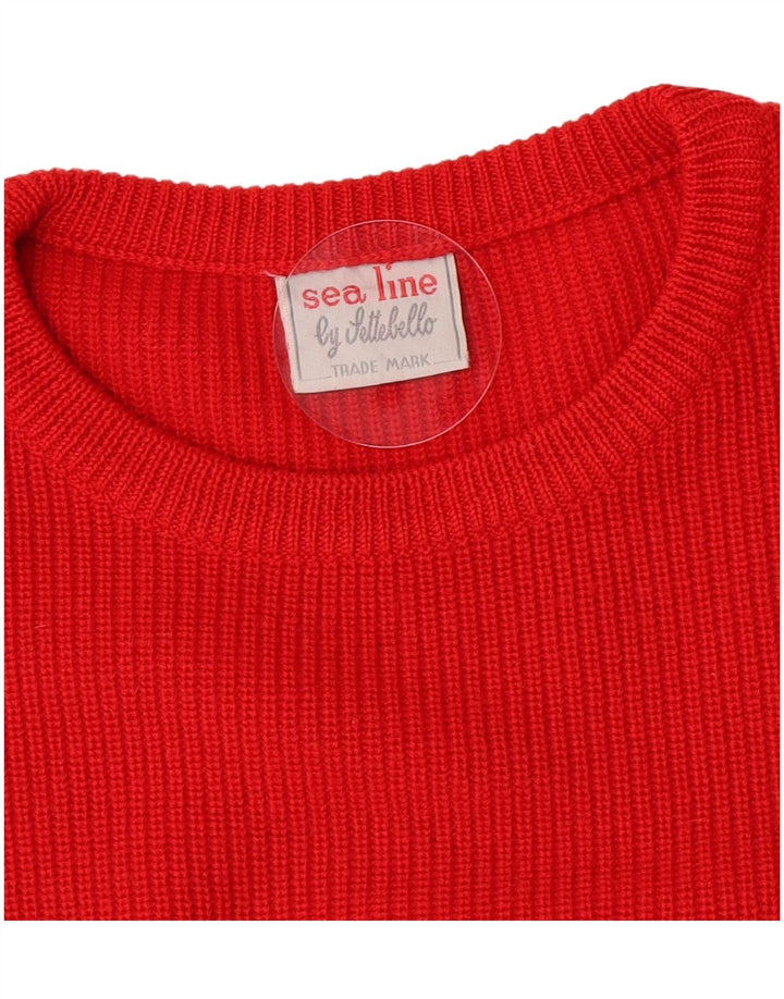 Vintage herre sweater med rund hals, medium rød jomfruuld