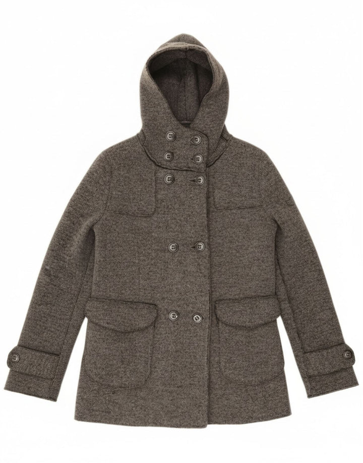 Gas Dame Hooded Pea Coat UK 14 Medium Grey Uld