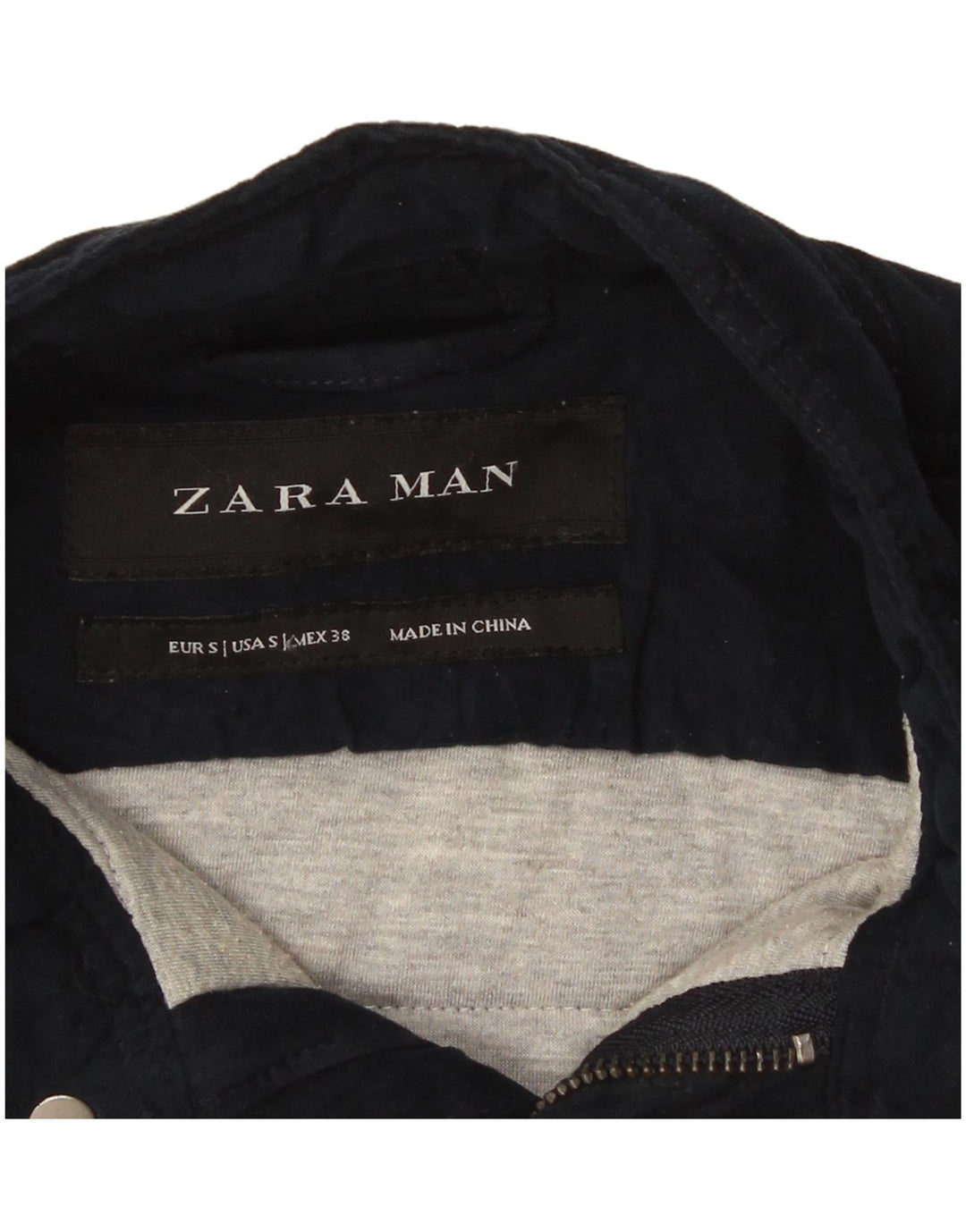 Zara Herre Utility Jacket UK 36 Small Navy Blue Polyester