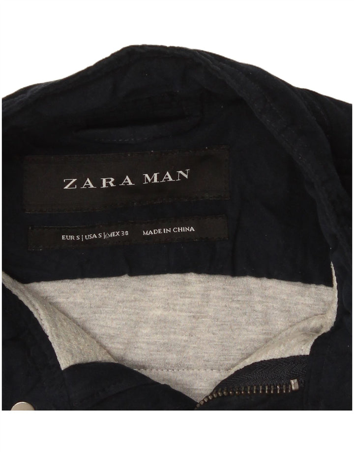Zara Herre Utility Jacket UK 36 Small Navy Blue Polyester