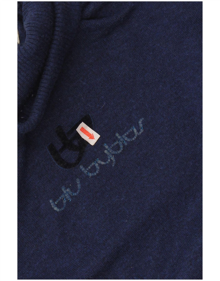 BYBLOS Dame Roll Neck Jumper Sweater UK 14 Large Navy Blue Acryl