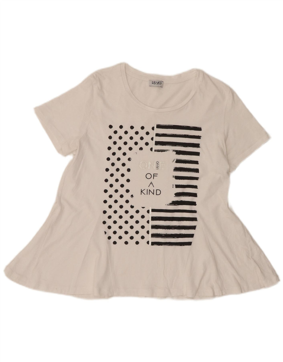 Liu Jo Dame Milano Grafisk Bluse Top UK 12 Medium White