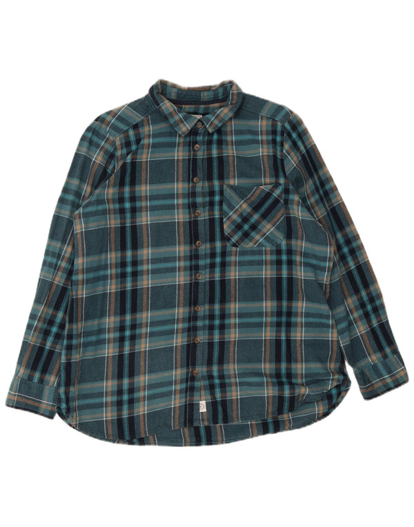 Fat Face Womens Flannel Shirt UK 16 Large Turquoise Plaid Cotton