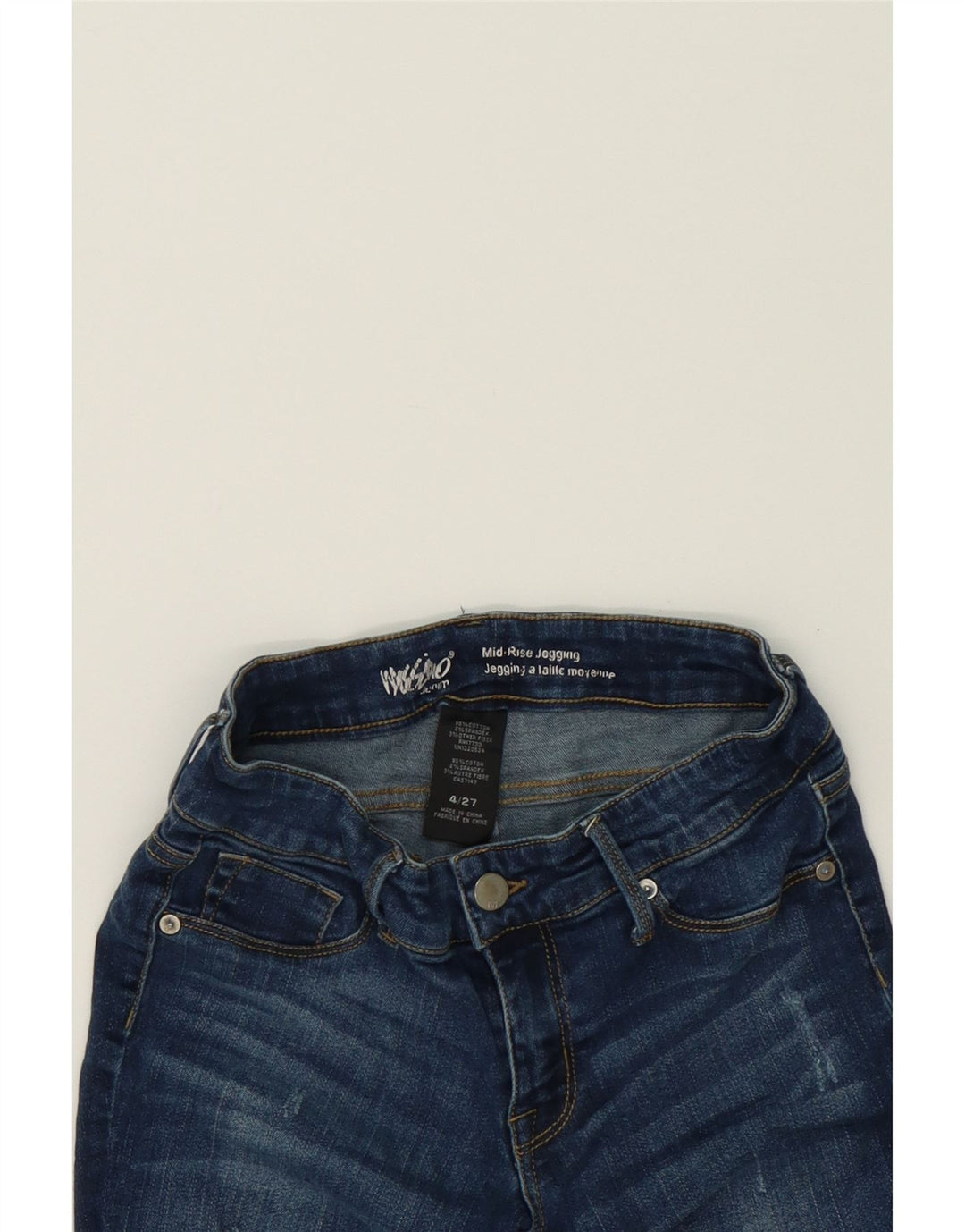 MOSSIMO Womens Mid Rise Distressed Jegging Jeans US 4 Small W27 L26 Blue Vintage Mossimo and Second-Hand Mossimo from Messina Hembry 