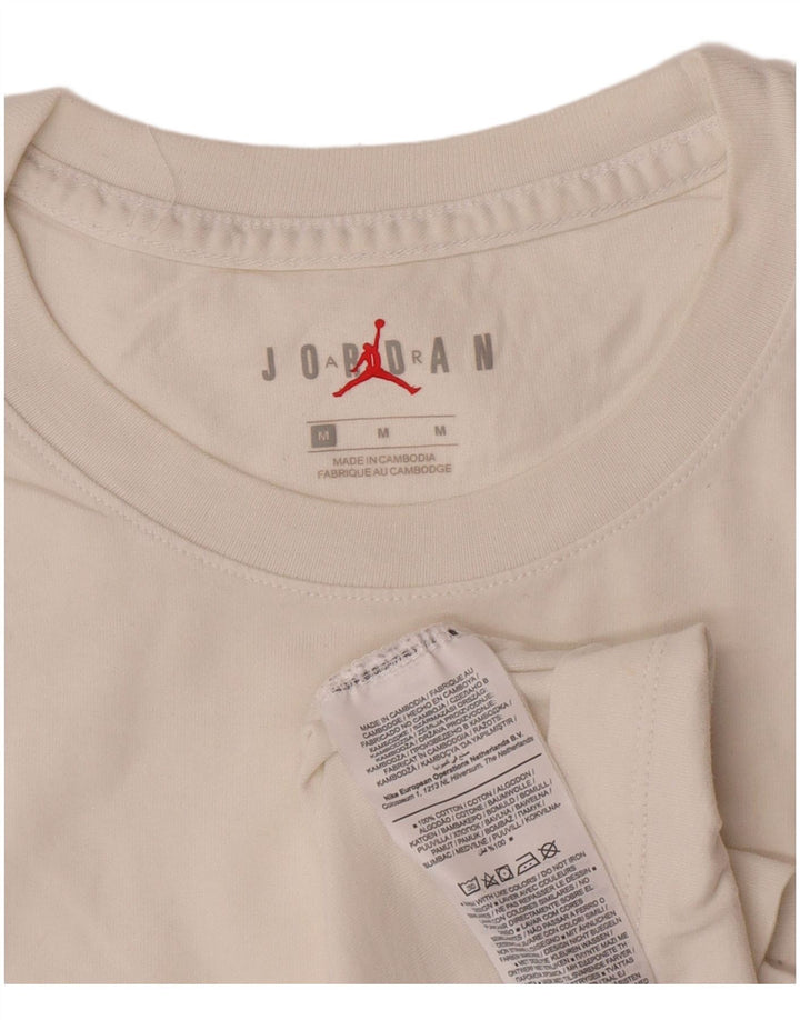 Jordan Herre grafisk T-shirt Top Medium hvid bomuld