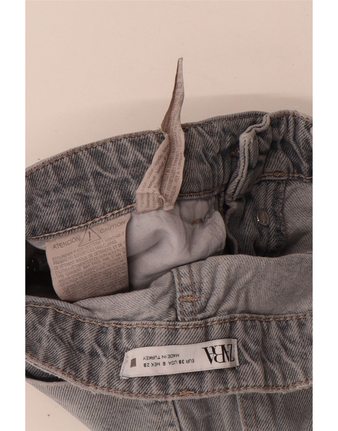 Zara Dame Jeans med brede ben EU 38 Medium W28 L26 Blå Bomuld