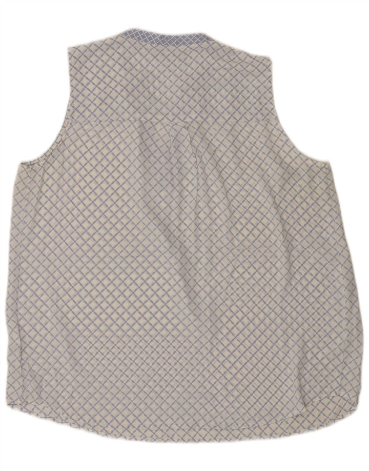 Marks & Spencer Dame ærmeløs bluse Top UK 16 Large Blue Geometric