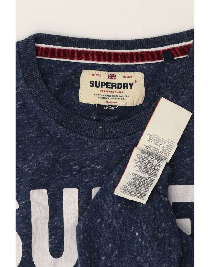 SUPERDRY Grafisk T-shirt til mænd, lille marineblå flækket bomuld