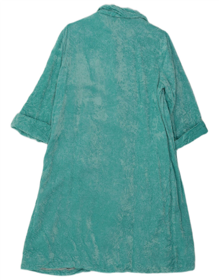 Vintage Dame Velour Robe Kjole UK 14 Medium Blue
