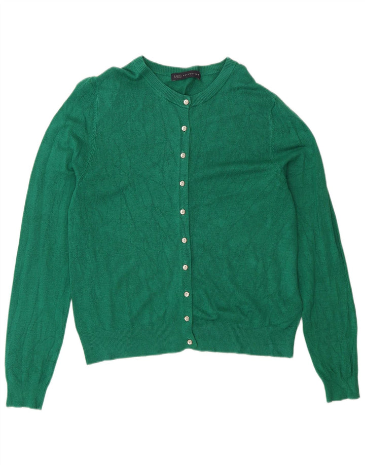 Marks & Spencer Kvinders Cardigan Sweater UK 12 Medium Grøn Viscose