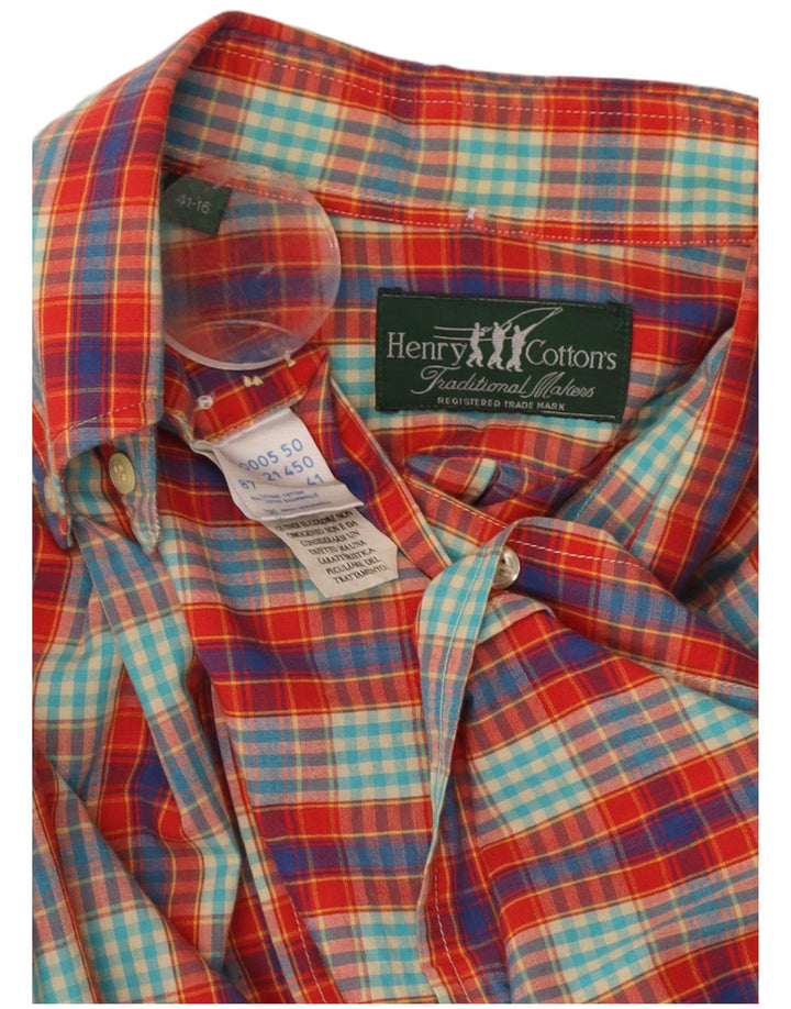 HENRY COTTONS Mens Flannel Shirt Size 41 16 Large Multicoloured Check