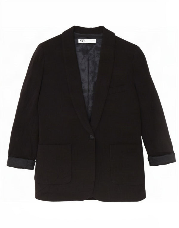 Zara Dame 1 Knap Blazer Jacket UK 14 Medium Sort