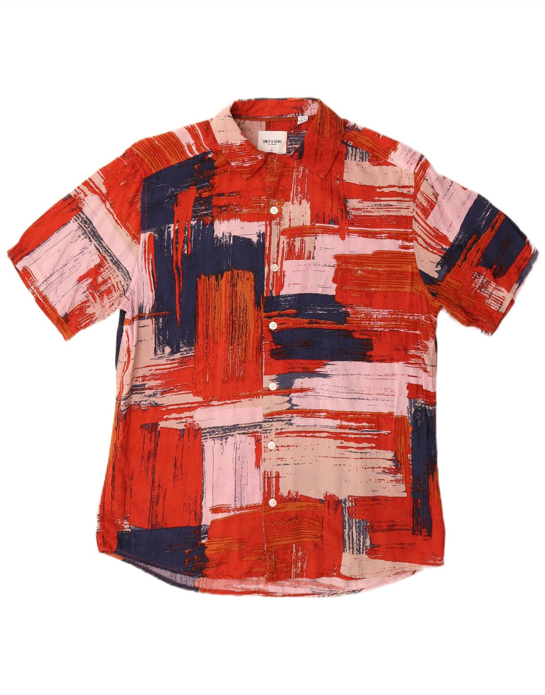 Only & Sons Herre kortærmet Regular Fit skjorte Medium rød patchwork