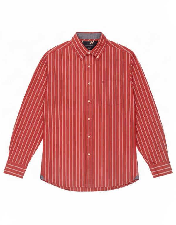 Tommy Hilfiger Herreskjorte Medium Rød Nålestribet Bomuld