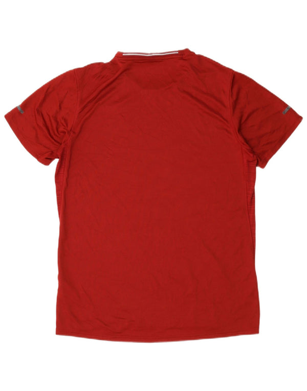 Adidas Herre Climalite T-Shirt Top Medium Rød Stribet Polyester