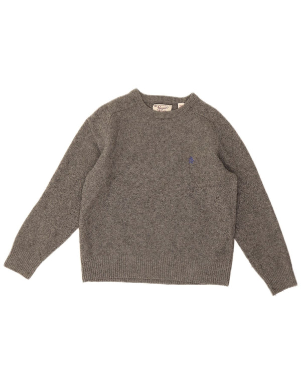 Penguin Dame Boat Neck Jumper Sweater UK 20 2XL Grå lammeuld
