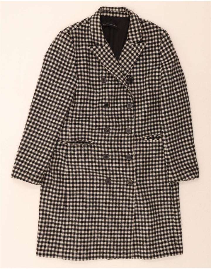 ZARA Womens Double Breasted Coat UK 18 XL Black Gingham Vintage Zara and Second-Hand Zara from Messina Hembry 