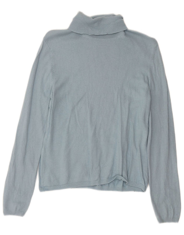 Marks & Spencer Dame Rullehals sweater UK 14 Medium Blue Viscose