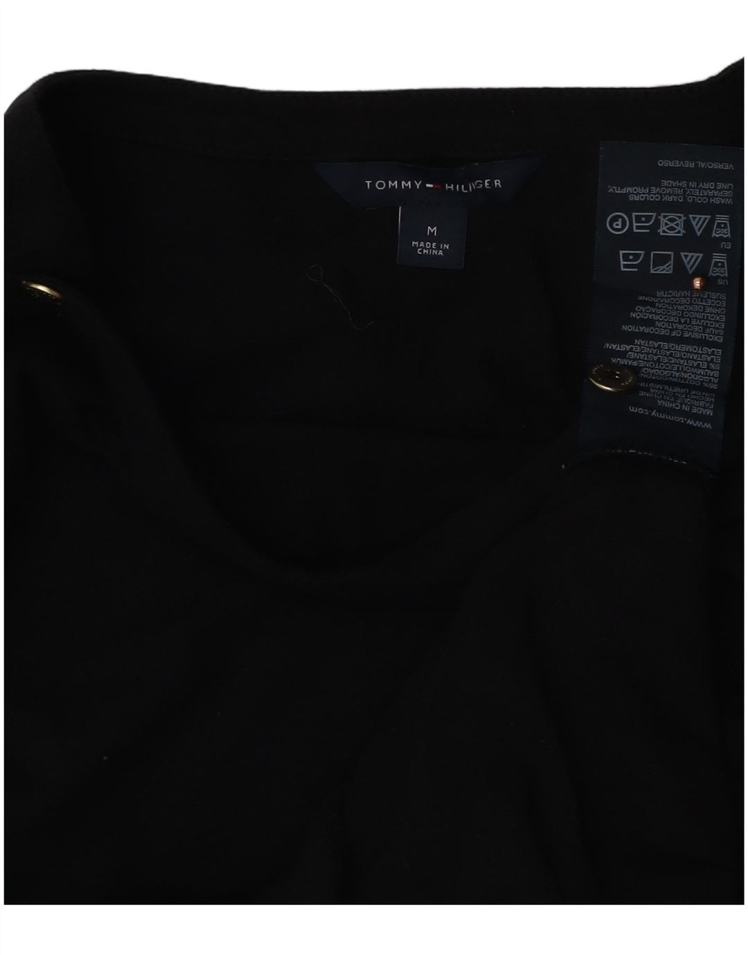 Tommy Hilfiger Dame Top 3/4 ærmer UK 12 Medium Sort Bomuld