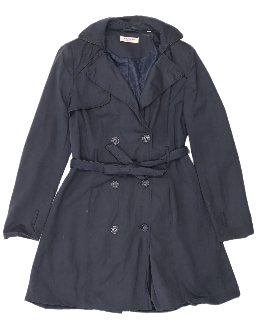 Naf Naf Dame Trench Coat IT 48 XL Marineblå Bomuld