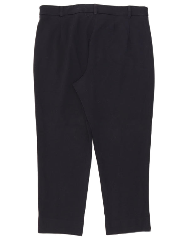 Marks & Spencer Womens Slim Cropped Trousers UK 14 Large W32 L24 Navy Blue