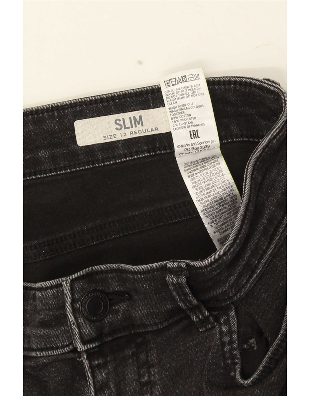 Marks & Spencer Dame Slim Jeans UK 12 Medium W30 L27 Grå Bomuld