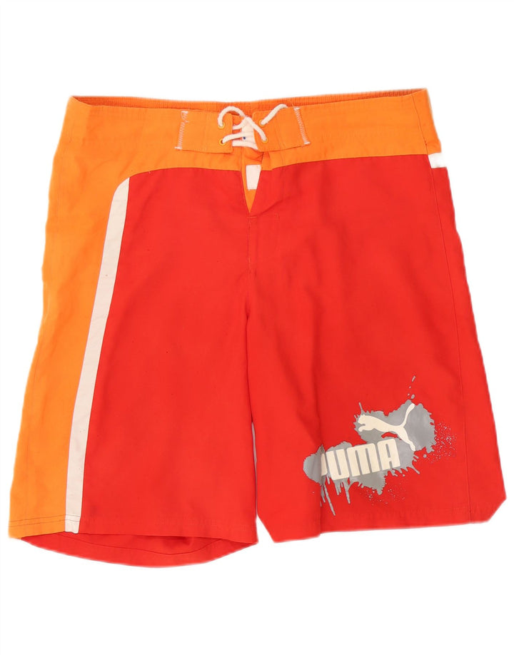 Puma Herre grafiske svømmeshorts Medium Rød Colourblock
