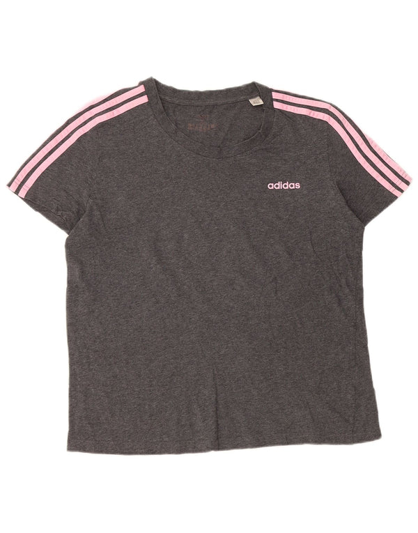 Adidas Womens Crop T-Shirt Top UK 20/22 XL Grå Bomuld