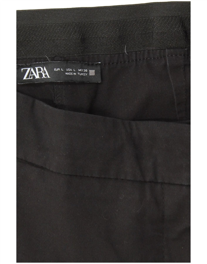 ZARA Dame Slim Casual Bukser Large W32 L26 Sort