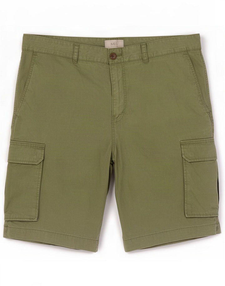 Marks & Spencer Herre Cargo Shorts Large W36 Khaki Cotton