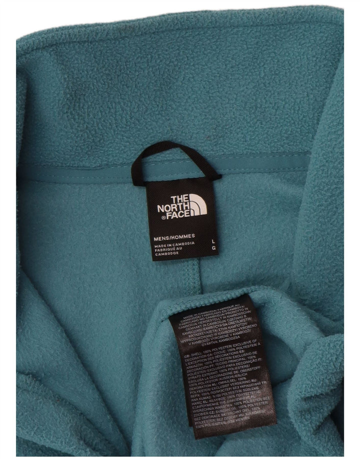 The North Face Mens Zip Neck Fleece Jumper Large Blue Polyester