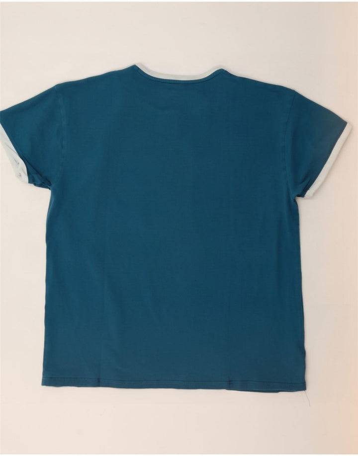 Ellesse Dame Grafisk T-Shirt Top UK 12 Medium Blue Bomuld