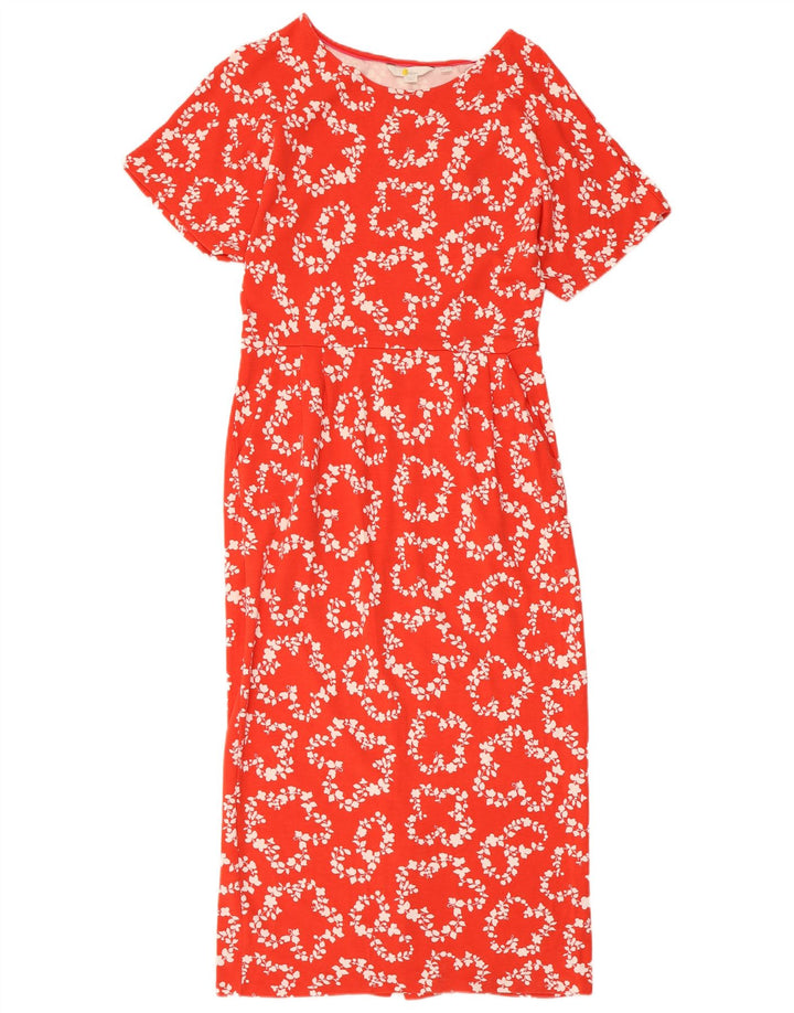 Boden Dame Skede Kjole UK 12 Medium Red Floral Viscose