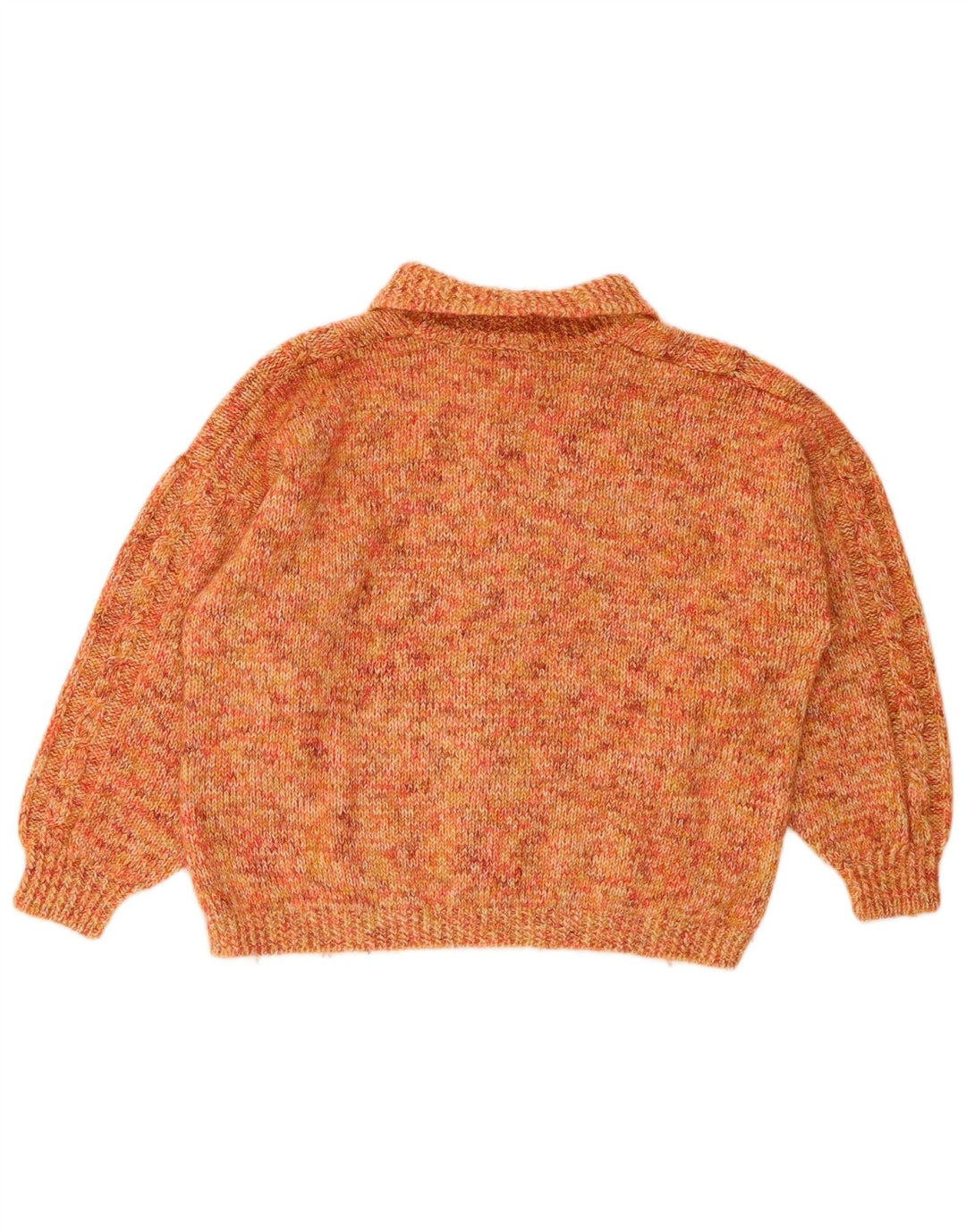 VINTAGE Dame Crop rullehals sweater UK 14 Large Orange Flecked