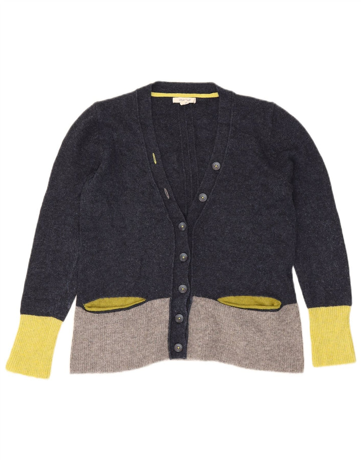 White Stuff Dame Cardigan Sweater UK 12 Medium Navy Blue Colourblock