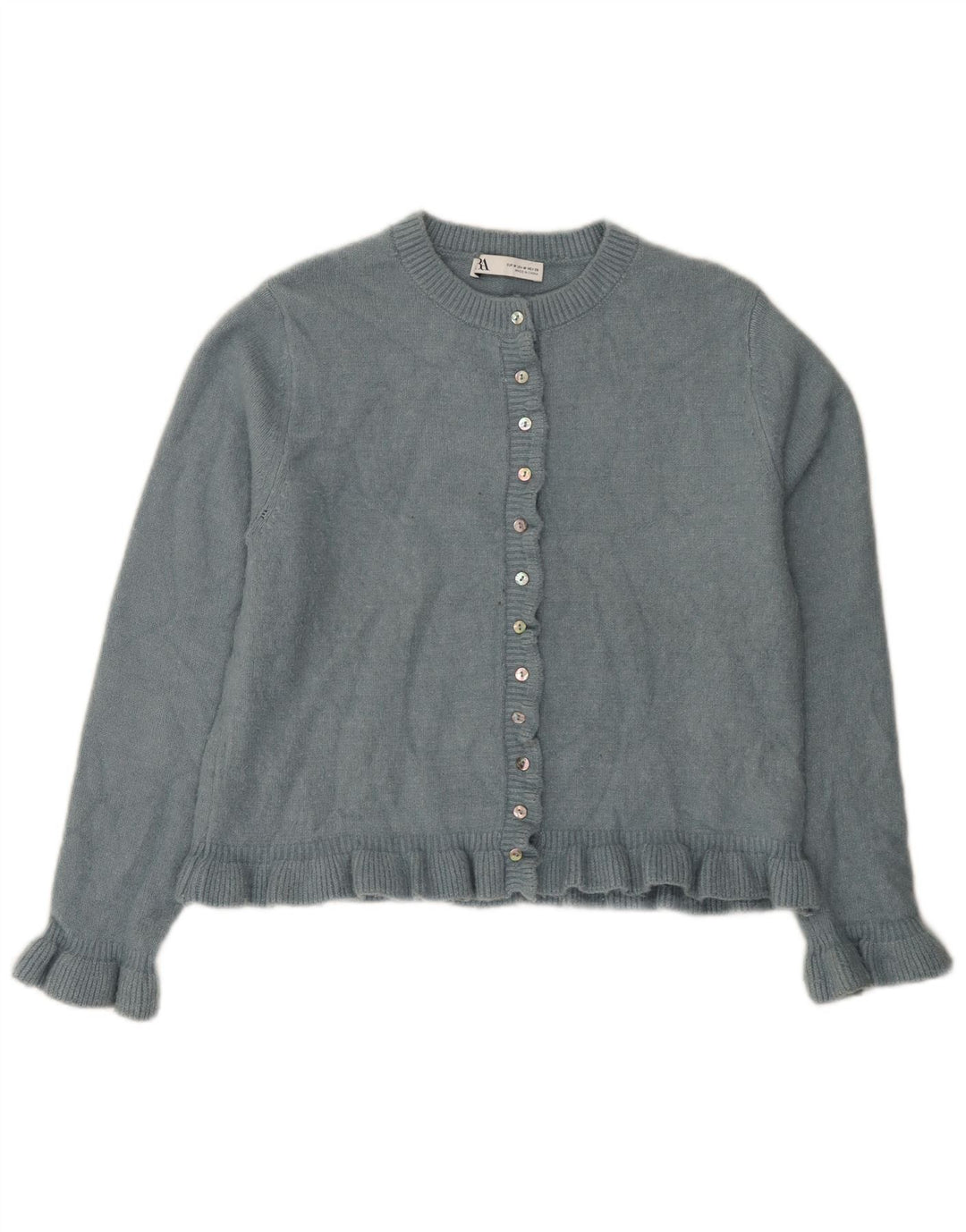Zara Dame Cardigan Sweater UK 14 Medium Blue Polyester