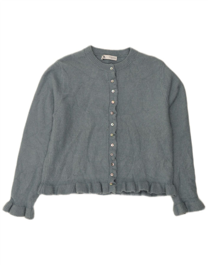Zara Dame Cardigan Sweater UK 14 Medium Blue Polyester