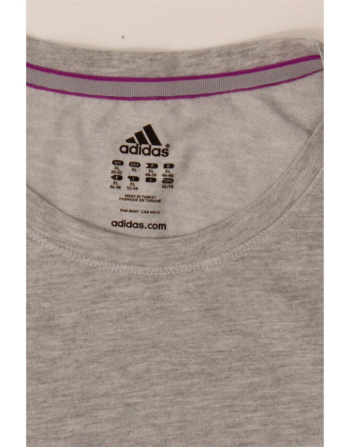 ADIDAS Womens T-Shirt Top UK 20/22 XL Grey Vintage Adidas and Second-Hand Adidas from Messina Hembry 