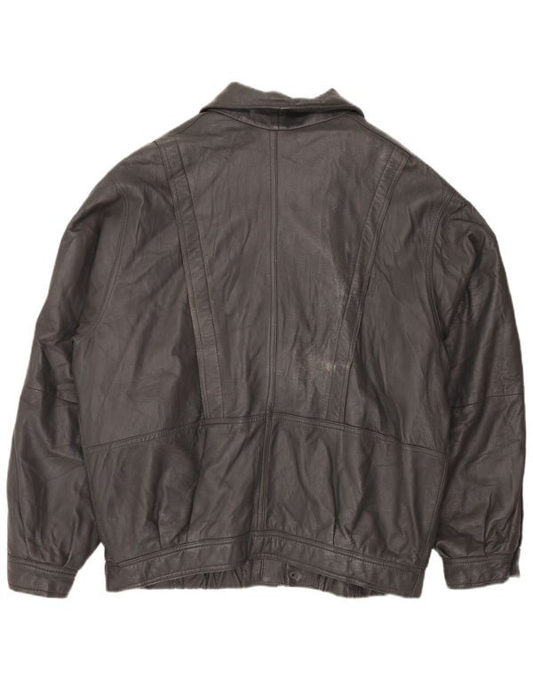 Vintage herre læderjakke IT 56 3XL Sort