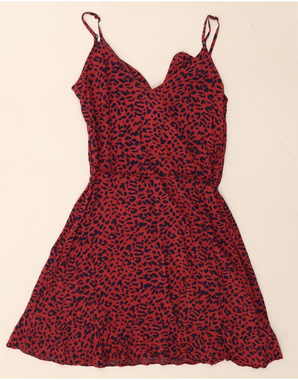 Oasis Womens Flæse Front Sundress UK 10 Small Red Animal Print Viscose