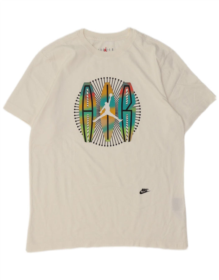 Jordan Herre grafisk T-shirt Top Medium hvid bomuld