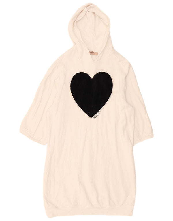 Twinset hættetrøjekjole til kvinder med 3/4 ærmer UK 18 XL Hvid Colourblock Heart
